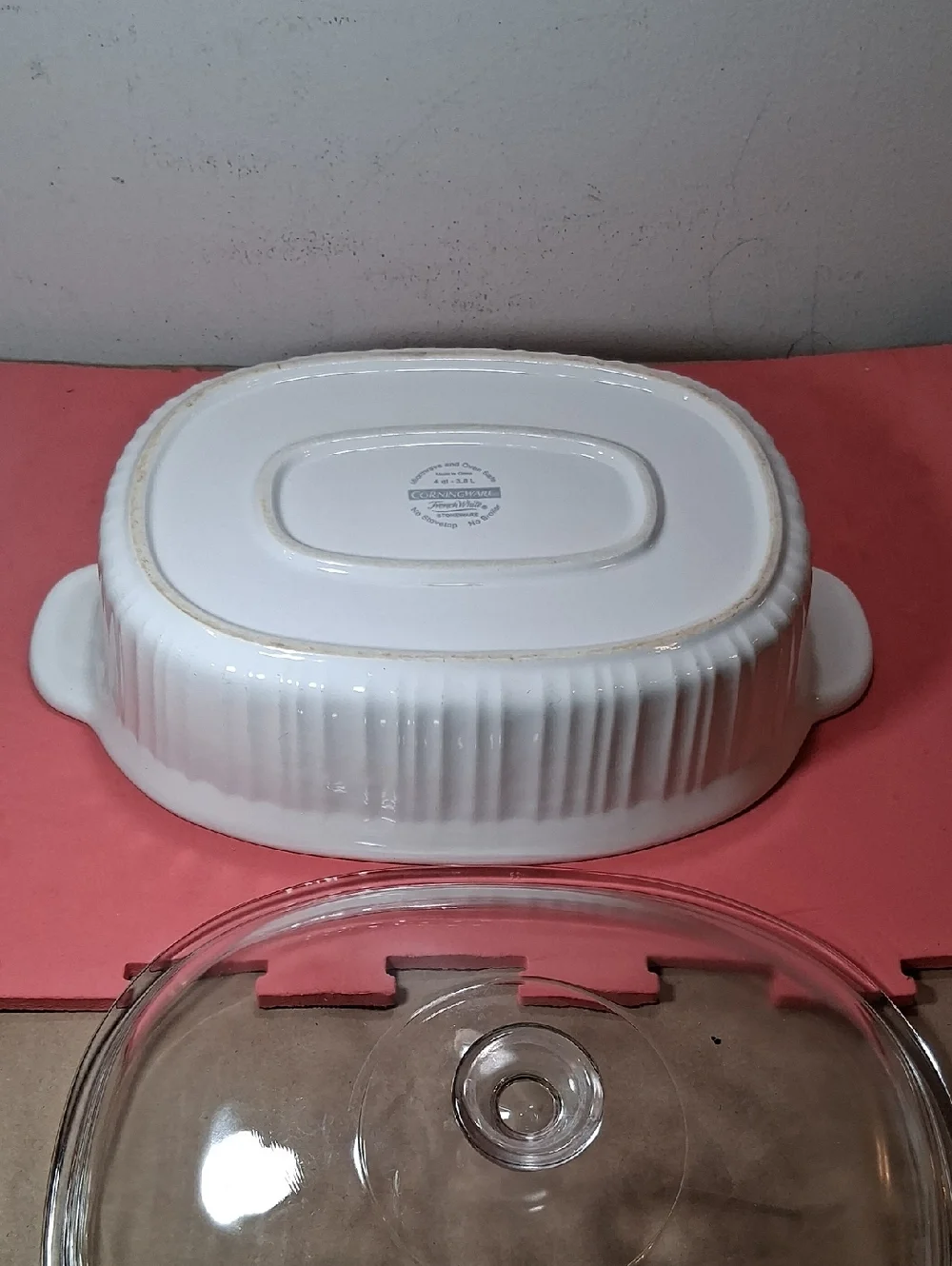 Corning Ware F-14-B French White STONEWARE 4 Qt. Oval Casserole W/ Lid